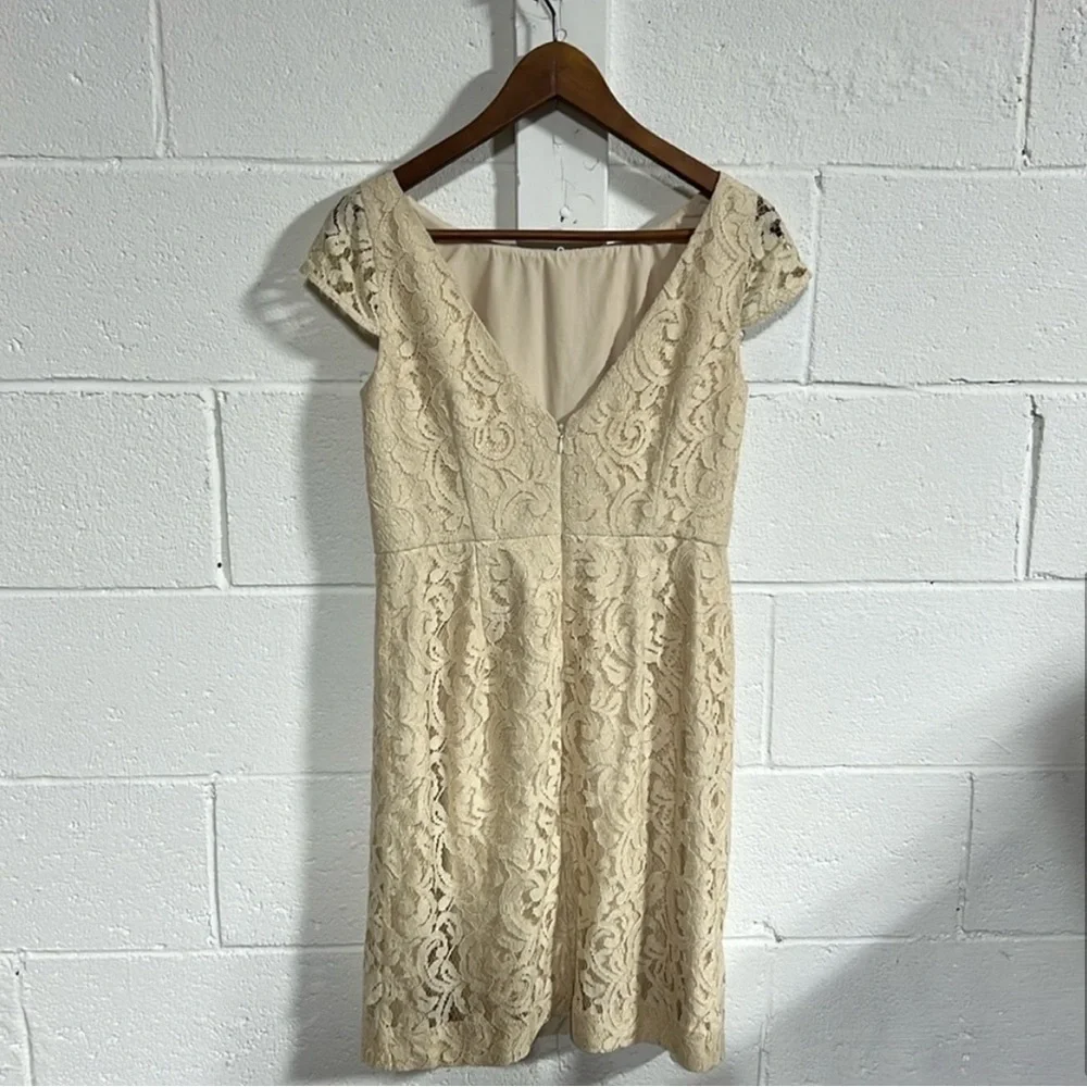 J Crew Ivory Elsa Lace Short Sleeve Sheath Dress Size 8P